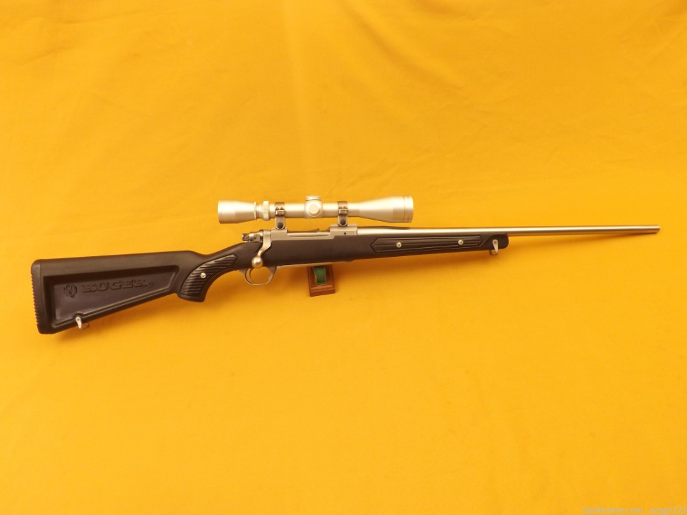RUGER STAINLESS M77 MARK II .223REM BOLT ACTION RIFLE W/LEUPOLD MFG 1999-img-0