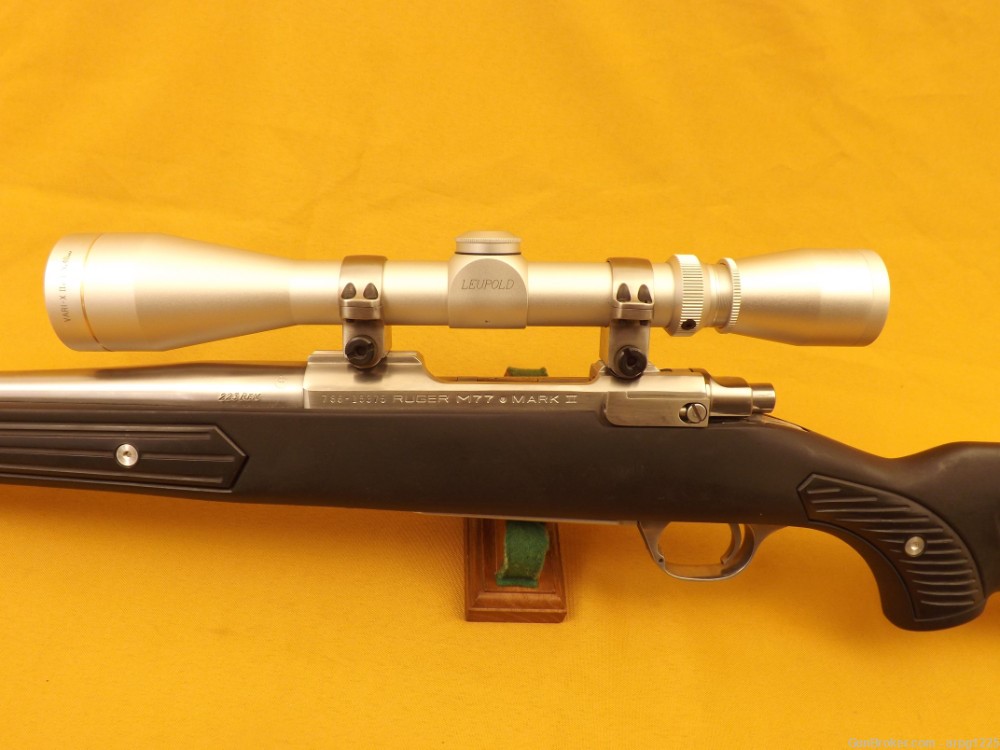 RUGER STAINLESS M77 MARK II .223REM BOLT ACTION RIFLE W/LEUPOLD MFG 1999-img-8