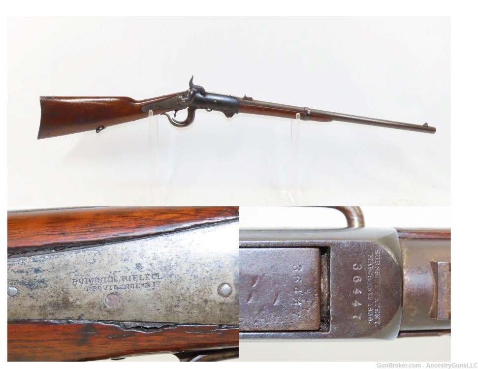 CIVIL WAR Antique U.S. BURNSIDE Model 1864 CAVALRY SADDLE RING CARBINE .54v-img-0