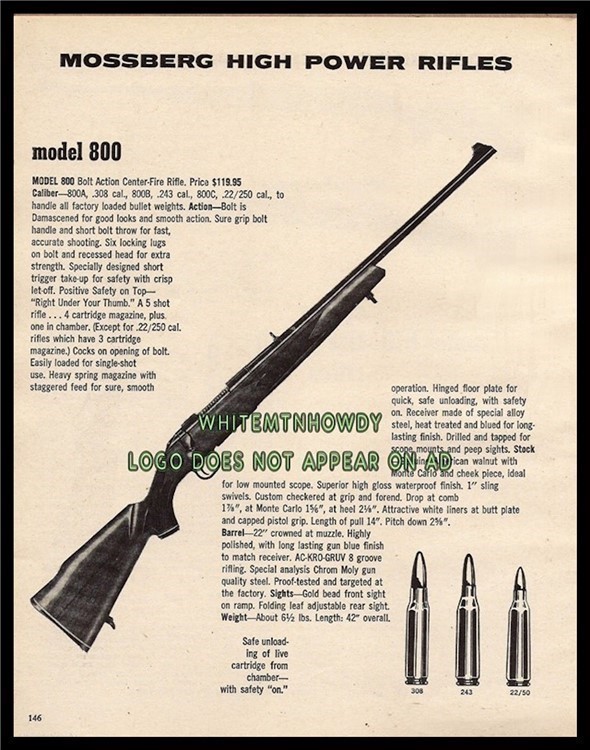 1974 MOSSBERG 800 Bolt-action Center-fire Rifle PRINT AD-img-0