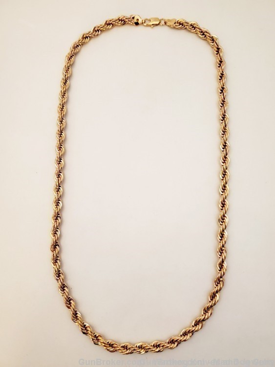 Fashion Jewelry 24K Gold Layered, 6mm, 24" French Rope Chain. UNISEX. GF5-img-2