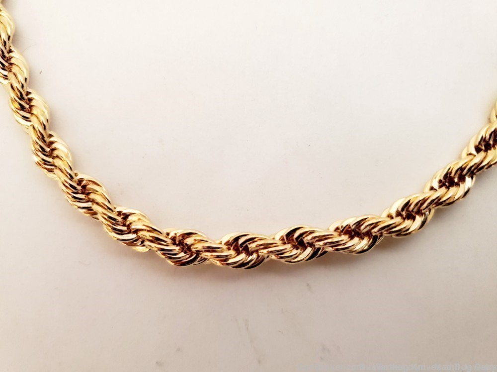 Fashion Jewelry 24K Gold Layered, 6mm, 24" French Rope Chain. UNISEX. GF5-img-1