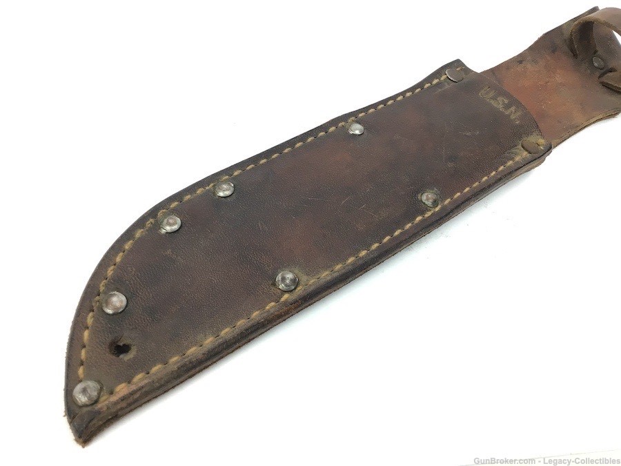 PAL 37 US Navy Fighting Knife & Leather Scabbard WWII Red Spacers-img-11