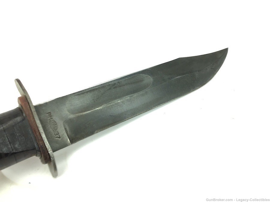 PAL 37 US Navy Fighting Knife & Leather Scabbard WWII Red Spacers-img-9