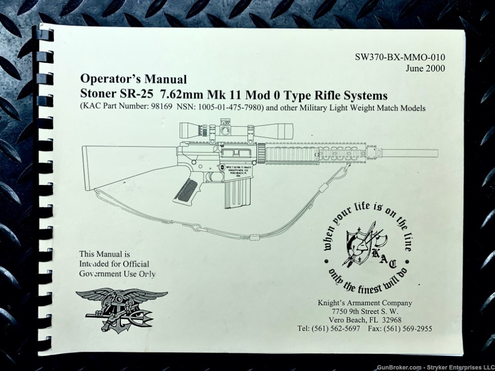 KAC SR-25 Mk11 Mod 0 Operator's Manual - NSW - Exc. Condition NOS-img-0