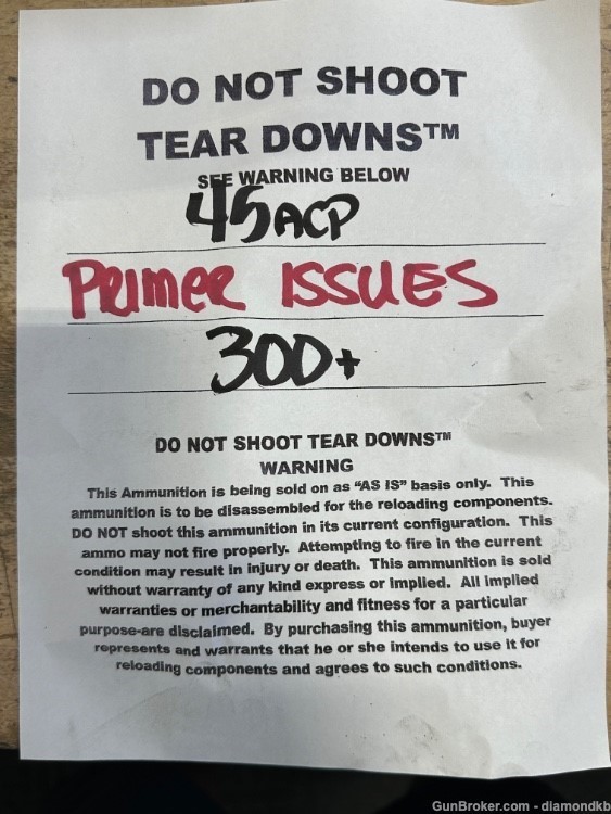 45acp TEAR DOWNS™ Primer Issues 300 count-img-2