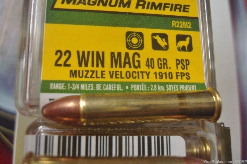 100 REMINGTON 22 Magnum 40 grain PSP Pointed Soft Point New Ammo R22M2-img-0