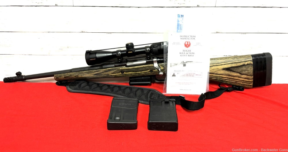RUGER GUNSIGHT SCOUT LH 308 WIN RIFLE WITH PROSTAFF SCOPE PRE-OWNED!-img-10