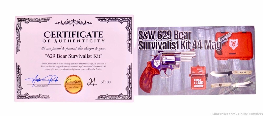 Smith & Wesson 629 Deluxe Bear Survivalist Kit 44 Mag 3" 6rd SS 1 of 100-img-9