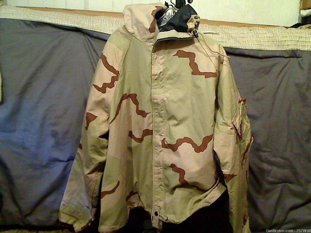 Desert Camo Chemical Protective Outergarment Set LG-Reg Hooded Top, Pants-img-1