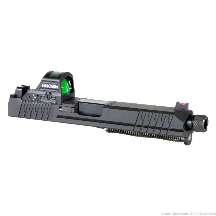 Complete Slide for Glock 17 - Holosun 407C-XW Red Dot - Fiber Optic Sights-img-0