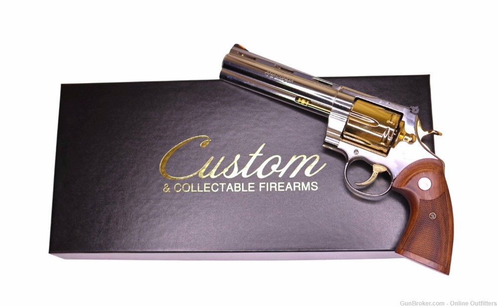 Custom Colt Anaconda Gold PVD Finish 44 Mag 6" 6rd Stainless Wood Grips-img-1
