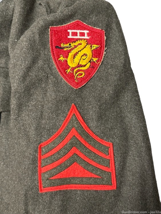 WW2 USMC Marine III Amphibious Corps Uniform NAMED DRESS BLUES tunic WWII -img-9