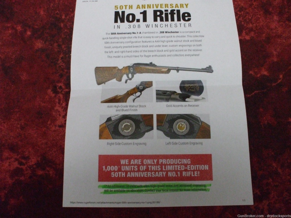 Ruger 50Th Anniversary No. 1 ONE Of FIFTY New in Box 308 Win RARE-img-31