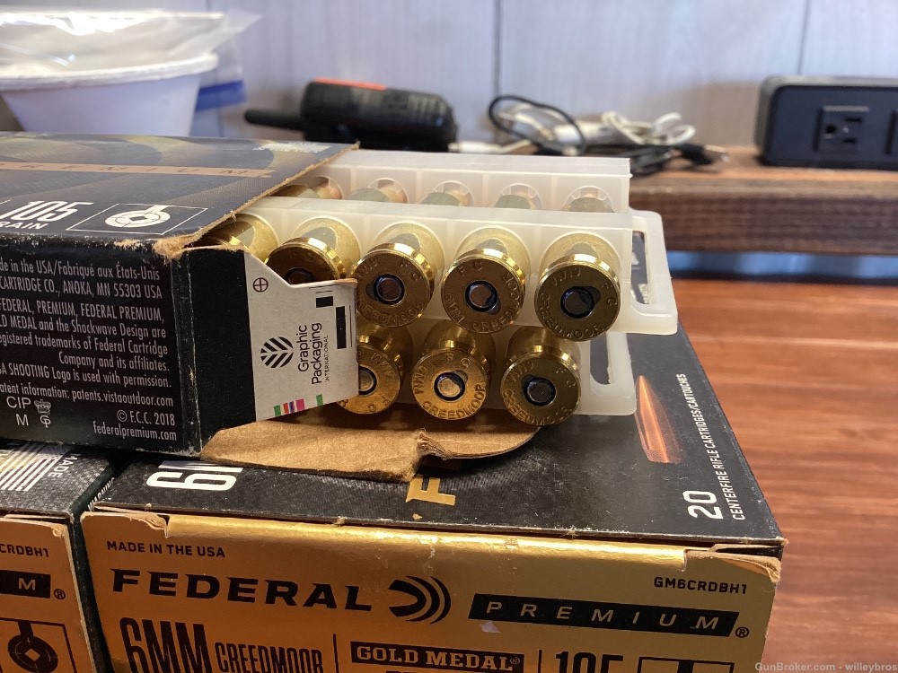 Federal Premium Gold Medal Match 6mm Creedmoor 105 Berger Small Primer-img-2