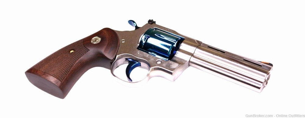 Custom Colt Python Blue PVD Finish 357 Mag 4" 6RD Stainless SA/DA Wood Grip-img-7