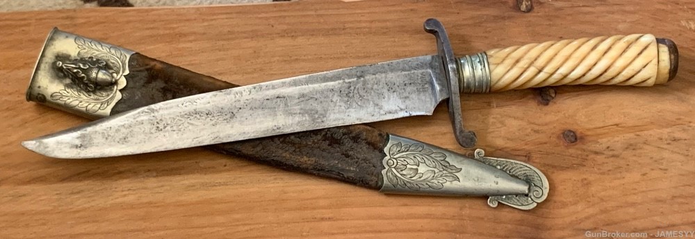 Early Ivory handle Bowie knife. -img-0