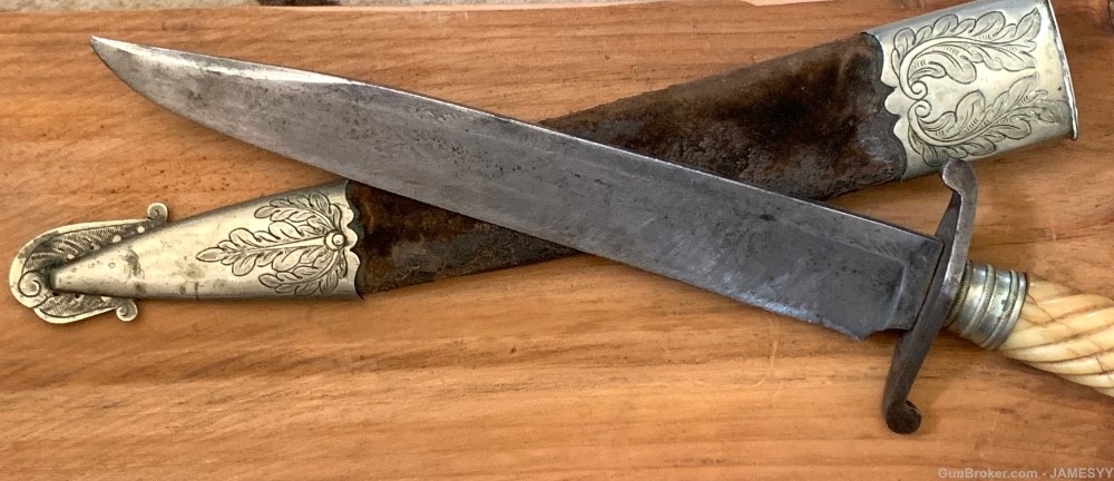 Early Ivory handle Bowie knife. -img-1