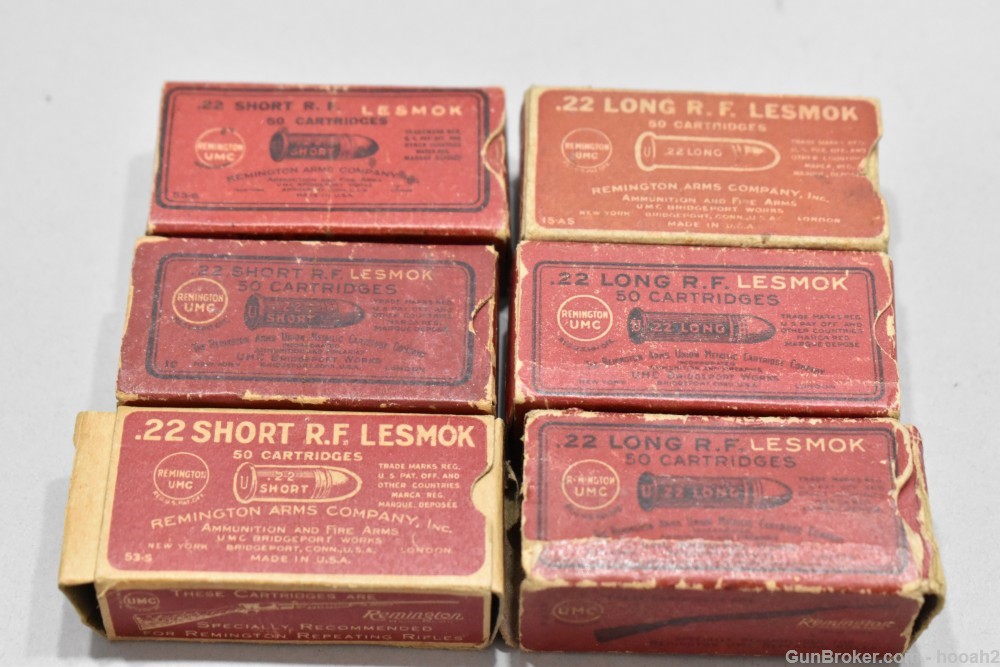 6 Vintage Boxes 247 Rd Remington UMC Lesmok 22 Short & Long ROUGH-img-5
