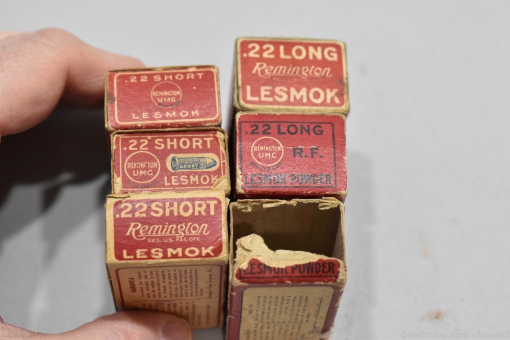 6 Vintage Boxes 247 Rd Remington UMC Lesmok 22 Short & Long ROUGH-img-9