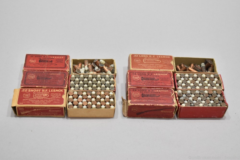 6 Vintage Boxes 247 Rd Remington UMC Lesmok 22 Short & Long ROUGH-img-0