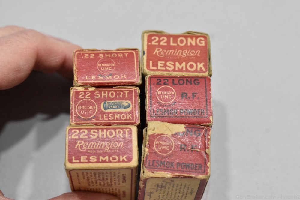 6 Vintage Boxes 247 Rd Remington UMC Lesmok 22 Short & Long ROUGH-img-7