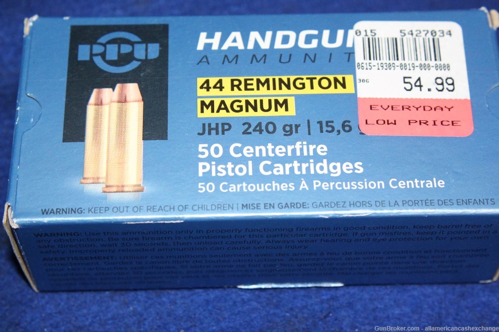  250 ROUNDS OF PPU 44 MAGNUM With Storage Box-img-1
