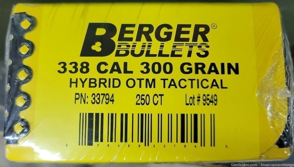 Berger OTM Tactical Bullets 338 Caliber 300 Grn Hybrid Open Tip Match 33794-img-0