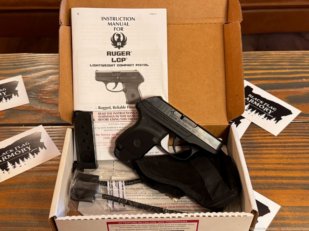 Ruger LCP, .380 Auto, Box, 2 mags, Black, Compact Conceal-img-0