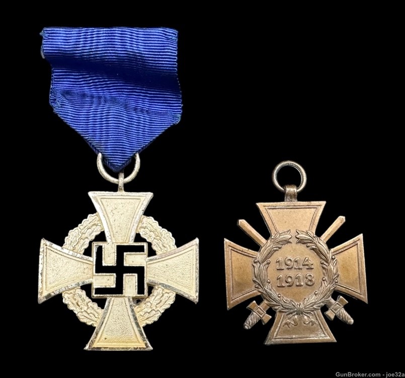 WW2 German Faithful 25 Year Service Cross Hindenburg WW1 badge  WWII medal -img-0