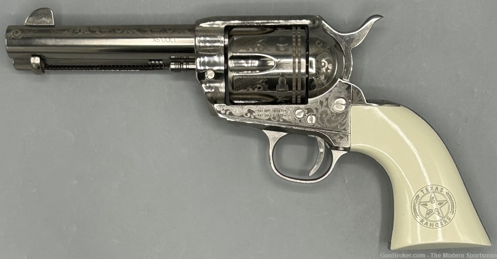Cimarron Frontier Texas Ranger Engraved Nickel .45 Colt 45 Long Colt 45LC-img-1