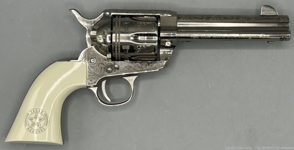 Cimarron Frontier Texas Ranger Engraved Nickel .45 Colt 45 Long Colt 45LC-img-0