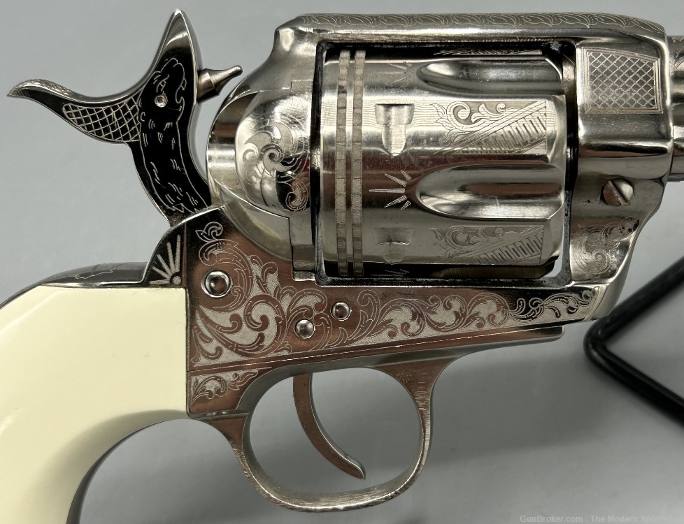 Cimarron Frontier Texas Ranger Engraved Nickel .45 Colt 45 Long Colt 45LC-img-4