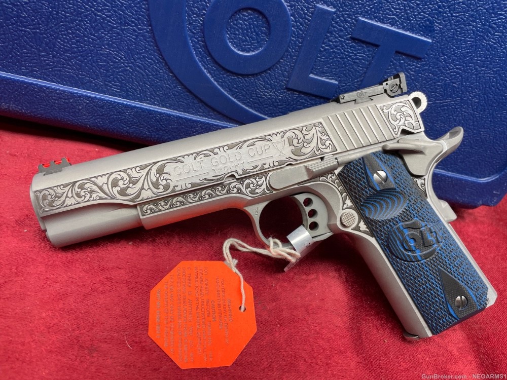 NIB Colt 1911 Gold Cup. 9MM! Stunning scroll Engraved collector!-img-0
