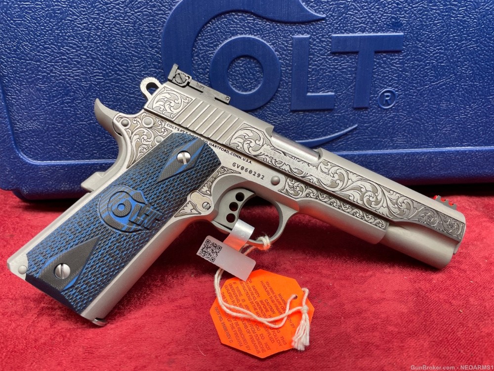 NIB Colt 1911 Gold Cup. 9MM! Stunning scroll Engraved collector!-img-8