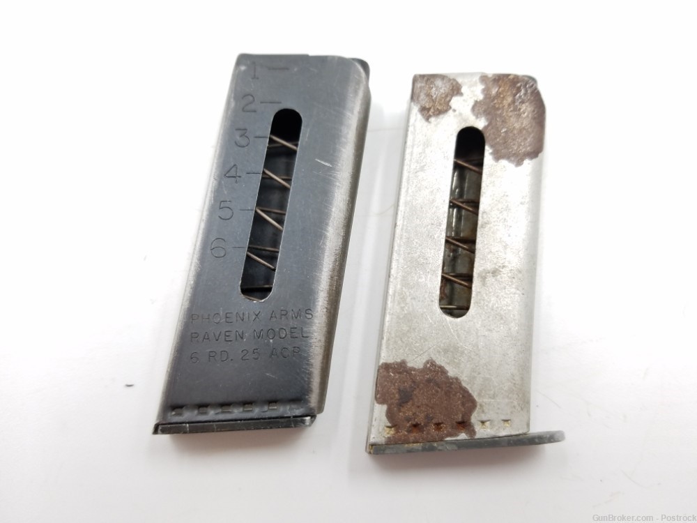 Lot of 2 Raven 25acp 6rd magazines (Damaged), (Rejects) -img-1