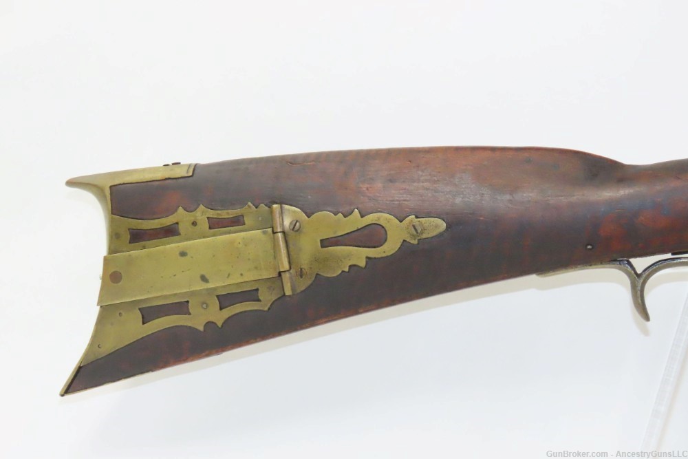 ENGRAVED Antique Full-Stock .45 Percussion SMOOTHBORE Rifle PIONEER Era    -img-2