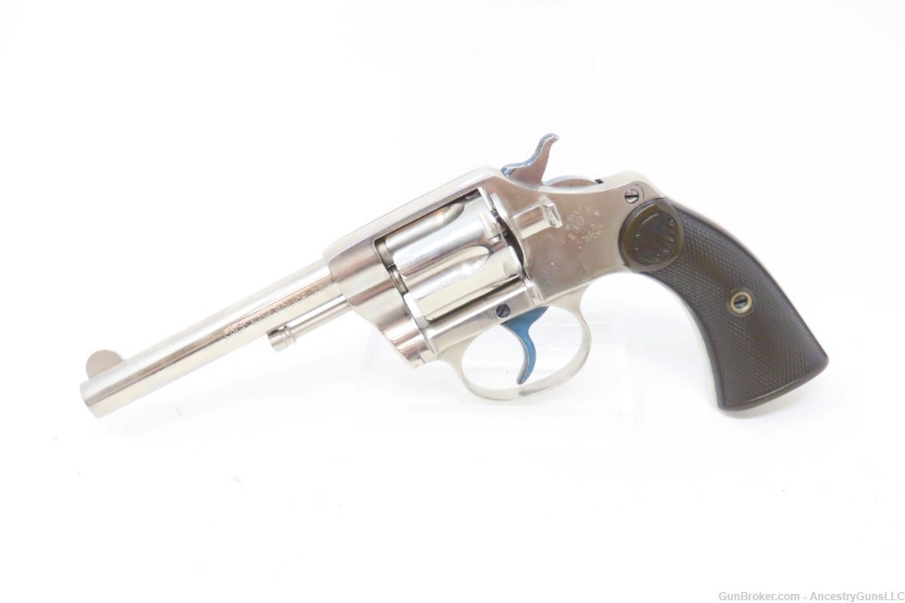 c1903 mfr COLT NEW POLICE .32 C&R REVOLVER Double Action Gangster LE Nickel-img-1