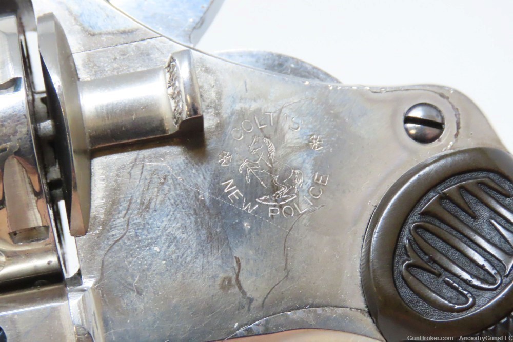 c1903 mfr COLT NEW POLICE .32 C&R REVOLVER Double Action Gangster LE Nickel-img-5