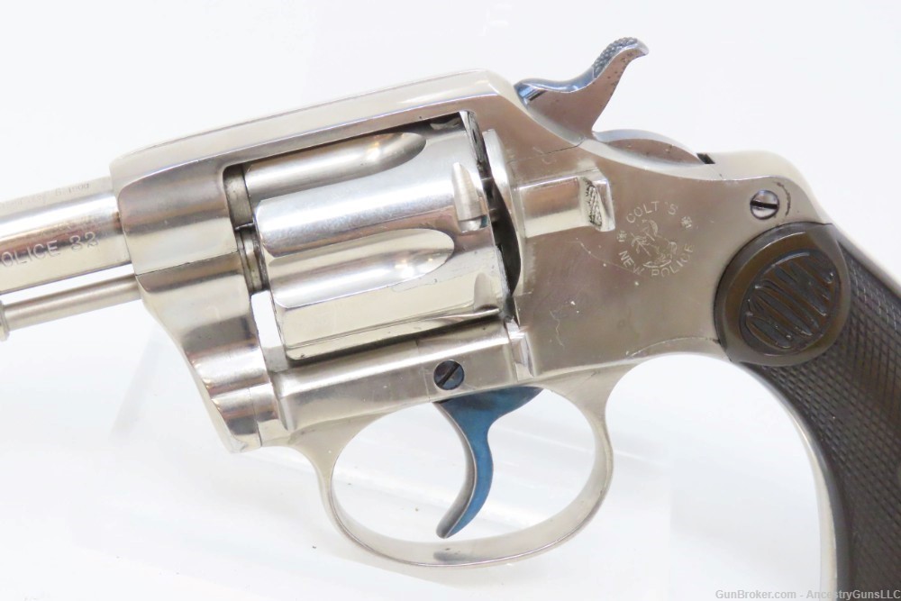 c1903 mfr COLT NEW POLICE .32 C&R REVOLVER Double Action Gangster LE Nickel-img-3