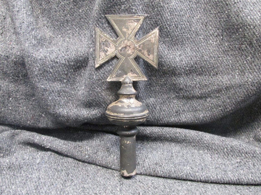 WWI / WWII GERMAN IRON CROSS FLAG POLE FINIAL TOPPER-GREAT DISPLAY PIECE-img-0
