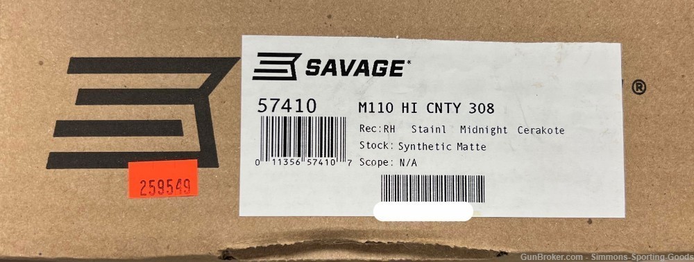 Savage 110 (57410) 22" 308Win 4Rd High Country Bolt Action Rifle -img-2