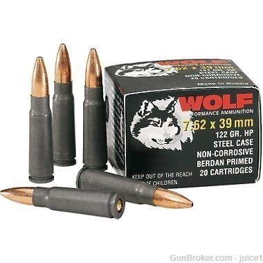 1000Rds Wolf Performance Ammunition 7.62x39 122gr Steel Case FMJ-img-0