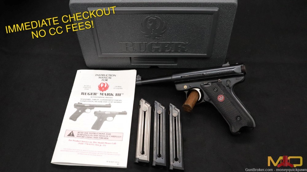 Ruger MKIII 22LR In Case W/ 3 Mags Penny Start!-img-0