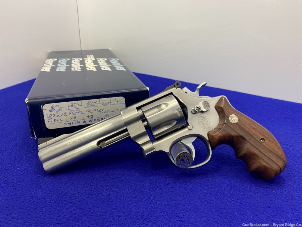 1990 Smith & Wesson 610 Stainless 10mm 5" *POWERFUL S&W HARD-HITTING REV*-img-0