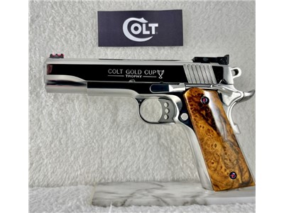 GORGEOUS HIGH POLISHED Gold Cup 45ACP, Exotic Desert Burl Grips