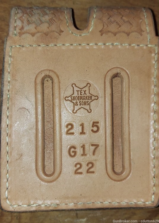 Tex Shoemaker & Sons brown leather bskt fbl mag pouch  Glock 17 22-img-1