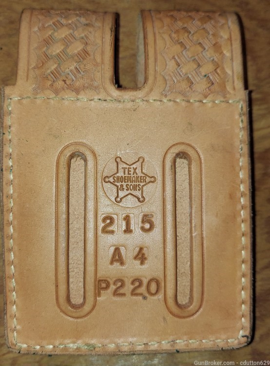 Tex Shoemaker & Sons brown leather bskt fbl mag pouch  Sig P220-img-1