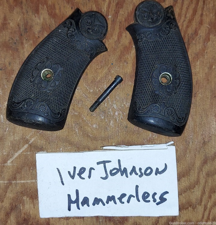 Iver Johnson revolver grips original horn grips in near perfect condition-img-0