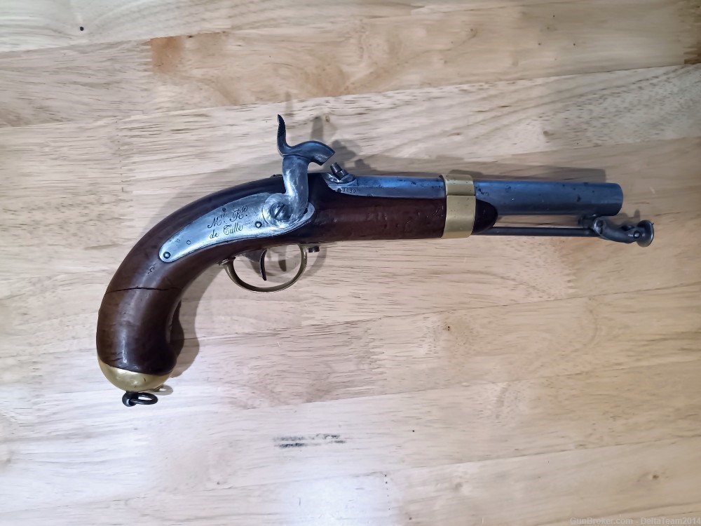 Rare Antique - Authentic 1837 French Navy Black Powder Pistol - Dated 1839-img-0